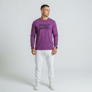 T-shirt pour homme à manches longues en coton 100% tricoté de haute qualité, logo personnalisé, vente en gros, premium - Product Image 4