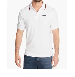 Chemise Homme Blanche à Manches Courtes en Coton Oxford Tricoté avec Logo Brodé Respirante Coupe Classique Décontractée Légère Personnalisable pour le Golf - Product Image 1