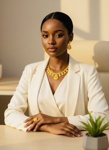 Ensembles de bijoux plaqués or 24 carats vintage classiques du fabricant indien inspirés du style USA France comprenant des broches de collier en cuivre - Product Image 3