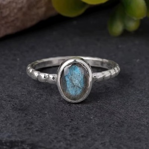 925 Sterling <b>Silver</b> Labradorite Beaded <b>Ring</b> Natural Gemstone Dainty <b>Stacking</b> <b>Ring</b> Minimalist Blue Flash Stone Handmade Jewelry - Product Image 6