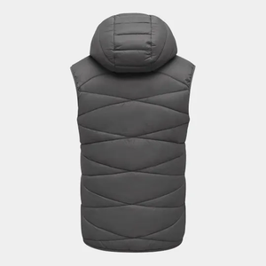 Chaleco Acolchado con Capucha para Hombre, Color Sólido, Cierre de Cremallera, Resistente al Viento, Ropa Exterior Informal, Largo Regular, 100% Poliéster - Product Image 4