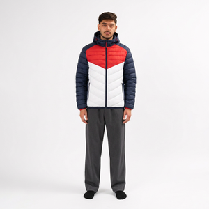 Veste matelassée respirante à capuche pour homme, fermeture éclair sur le devant, coupe-vent, rembourrée, manteau d'hiver décontracté, vêtement d'extérieur standard en polyester - Product Image 1