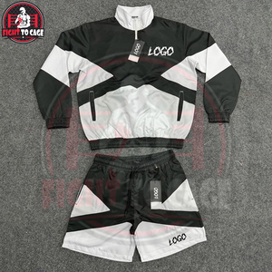 Ensemble de vêtements de sport urbains gris color-block, nouvelle collection, qualité supérieure, demi-zip, streetwear léger et confortable - Product Image 3