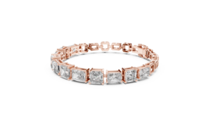 Bracelet tennis en or avec diamants taille princesse, bracelet éternité en diamants carrés de laboratoire, bijoux de luxe en diamants pour femmes - Product Image 4