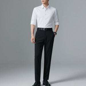 <b>Men's</b> Classic Black Dress <b>Pants</b> Slim Fit Formal Office Trousers - Comfort <b>Stretch</b>, Wrinkle-Free - Product Image 4