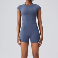 Ensemble de yoga pour femmes, 2 pièces, couleur unie, spandex/polyester, respirant, séchage rapide, pour la salle de sport