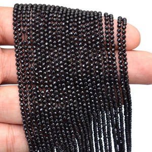 Cuentas redondas facetadas micro de espinela AAA de 2.5 mm, espinela negra natural, piedra semipreciosa, cuentas sueltas para la fabricación de joyas. - Product Image 3