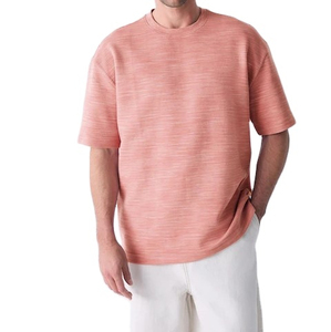 T-shirt en coton respirant pour homme, coupe ample, manches courtes, décontracté, tissu doux, épaules tombantes, t-shirt uni léger - Product Image 1