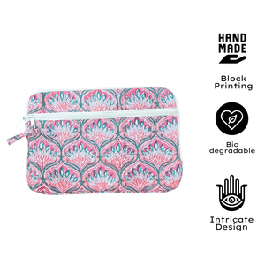 Housse d'ordinateur portable matelassée en coton imprimée à la main de Jaipur, personnalisable, luxueuse, avec fermeture éclair, pour femmes et hommes, écologique - Product Image 3