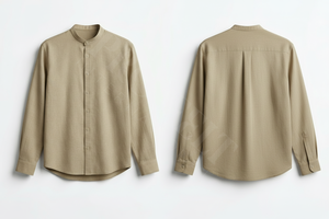 Camisas de Vestir Casuales de Manga Larga de Alta Calidad al por Mayor con Cuello Mao, Ligeras, de Color Liso y con Botones - Product Image 4