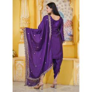 Traje Dhoti Bordado con Lentejuelas para Mujer, Elegante Conjunto de Traje para Fiesta - Product Image 5