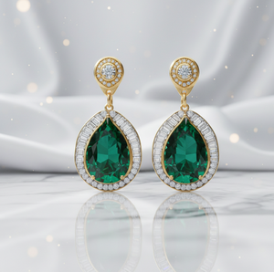 Boucles d'oreilles fantaisie vertes CZ les plus vendues, en argent sterling 925 plaqué or 18 carats, bijoux de déclaration pour soirée - Product Image 1