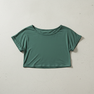 Top Corto Deportivo de Manga Corta, Transpirable, Ligero, Corte Holgado, Cuello Redondo, Puños Enrollados, Fabricante OEM Personalizado al por Mayor - Product Image 4