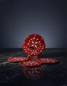 Ensemble de sous-verres classiques en marbre rouge, 6 pièces, écologiques, durables, sous-verres décoratifs de qualité supérieure, protection de la table - Product Image 3