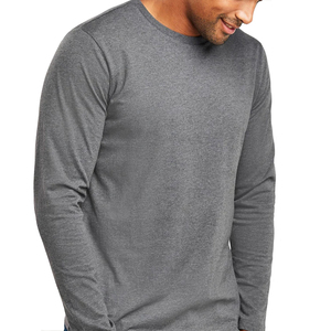 เสื้อยืดแขนยาวผู้ชายคุณภาพสูง ผ้าฝ้าย 100% สีพื้น เป็นมิตรกับสิ่งแวดล้อม แห้งเร็ว ทรงปกติ - Product Image 1