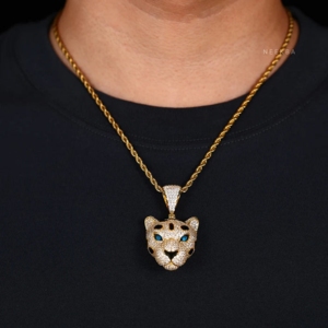 Colgante Cabeza de Pantera - Colgante de Plata 925 con Diamante Moissanita, Colgante de Pantera Audaz y Valiente, Colgante de Animal Hecho a Mano - Product Image 4