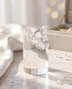 Elegant Modern Transparent Cylinder-Shaped Acrylic Ring Holder Block Stylish for Display Solution for Jewelry Organization - Product Image 3