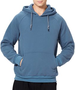 Sweat à capuche en gros pour homme – Sweat-shirt décontracté bleu uni respirant avec logo personnalisé - Product Image 4
