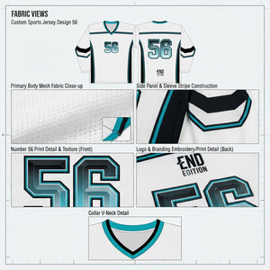 Maillot de hockey sur glace unisexe blanc à manches courtes, sublimé, en maille respirante, col rond, coupe classique, avec numéros d'équipe et design drapeau - Product Image 5