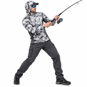 Camisas de Pesca con Capucha de Manga Larga, Diseño de Camuflaje a Contraste, Sublimadas, Transpirables, con Protección Solar - Product Image 5