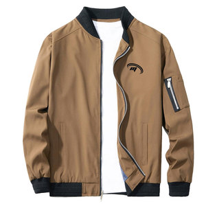 New Design Stand Collar Canvas Bomber <b>Jacket</b> for <b>Men</b> Winter <b>Long</b> Sleeves Full Zipper Front Logo Eco-Friendly Lightweight - Product Image 1