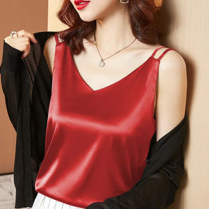 Camiseta sin mangas con cuello en V para mujer, estilo ajustado, novedad de verano, a la moda, para usar como capa base, cómoda e informal - Product Image 2