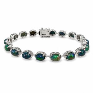 Bracelet en or rose 14 carats avec opale, bijoux classiques pour femmes, pierre ovale, à porter au quotidien - Product Image 4