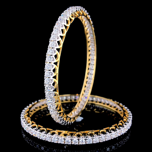 Bracelet en or jaune 14 carats avec diamants de laboratoire, bijoux en diamants taille ronde, accessoire de poignet élégant et luxueux, bracelet en diamants - Product Image 1
