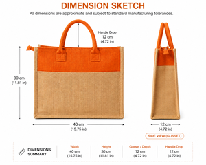 Orange Jute Shopping <b>Bag</b> Large Top Handle <b>Gift</b> Tote Especially For You Tag - Product Image 2