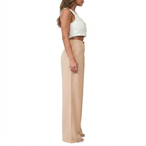 Women's Breathable Comfortable Full Length Straight <b>Trousers</b> Women's Casual Relaxed Fit Ankle Length Smart <b>Trousers</b> - Product Image 3