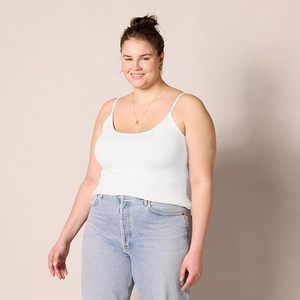 Camiseta sin tirantes de punto para mujer, color blanco, transpirable, informal, de longitud regular - Product Image 4
