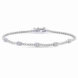 Women's 925 Silver Princess Cut Diamond Chain <b>Bracelet</b> Channel Setting Classic Everyday Wear - Product Image 1