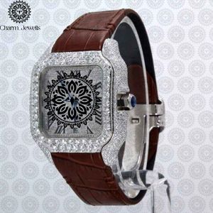 Reloj Cuadrado de Acero Inoxidable de Lujo Charm_Jewells, 38 mm, Analógico de Cuarzo, Correa de Cuero, Esfera Luminosa de Zafiro, Unisex, a la Moda - Product Image 5