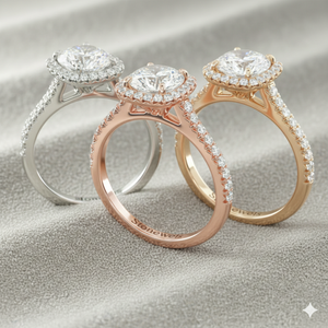 Bague de fiançailles Halo Pav Diamond avec contour coussin et or, design de luxe certifié - Product Image 2