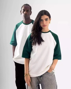 Camisetas Raglán Extra Grandes Unisex Personalizadas, de Algodón Grueso, Lisas, de Dos Tonos, de Manga Corta, Corte Holgado - Product Image 1