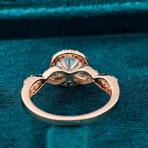 1Ct Brilliant Cut Moissanite <b>Solitaire</b> Engagement <b>Ring</b> 925 <b>Silver</b> Rhodium Plated Halo Infinity Twisted Band Classic Luxury Gift - Product Image 3
