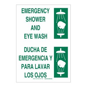 Señal Bilingüe de Ducha de Emergencia y Lavaojos para Seguridad en Laboratorios e Industrias - Product Image 1