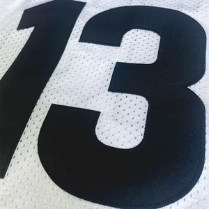 White Mesh Football Jersey Men's Short Sleeve V-Neck Breathable Sporty <b>T</b>-<b>Shirt</b> Number 13 Printed Regular Fit Mesh <b>Shirt</b> - Product Image 3