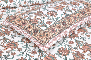 Sábana Plana de Algodón 200 Hilos con Estampado Floral Clásico Hecho a Mano, Ecológica, Suave para la Piel, Lavable, para Todas las Estaciones - Product Image 3