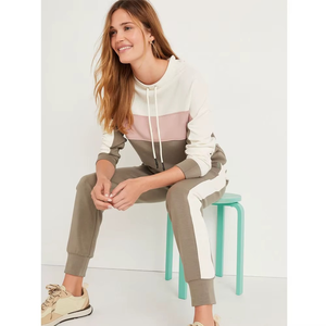 Conjunto Deportivo para Mujer con Capucha y Bloques de Color, Sudadera Holgada de Manga Larga con Cuello Redondo y Pantalones con Bolsillos Laterales - Product Image 3