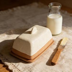 Elegante Mantequillera con Tapa de Perilla Lisa, Plato Redondo para Servir, Acabado Esmaltado Duradero, Almacenamiento de Mantequilla Moderno para la Encimera de la Cocina - Product Image 5