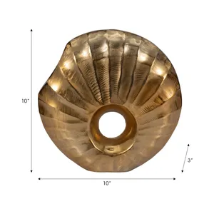 Handmade Brass Tabletop Vase Modern Decorative Sculpture 10 Inch Diameter Gold Finish - Product Image 1