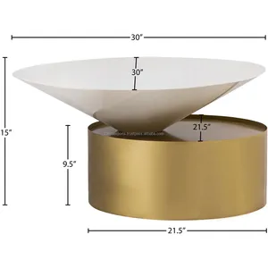 Mesa de Centro Extraíble de Hierro Forjado a Mano de Primera Calidad, Muebles para Sala de Estar, Elegante Mesa Auxiliar con Detalles en Dorado, Diseño Costero Moderno, Decor Zahid - Product Image 6