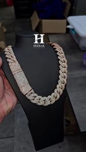 Heavy 22mm <b>Iced</b> <b>Out</b> Cuban Link <b>Chain</b> 10K Rose Gold VVS Lab Grown Diamond Miami Cuban <b>Chain</b> Necklace Hip Hop Jewelry - Product Image 4