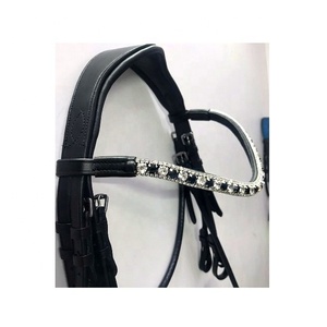 Caballo nupcial cuero genuino brida ecuestre negro Sier cristal 8mm frente acolchado nariz banda cómoda personalizable diseñado - Product Image 2