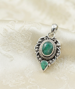 Natural Green <b>Emerald</b> 925 Sterling Silver Bezel Setting <b>Pendant</b> Yellow Gold Rose Gold Plated Handmade Vintage Gemstone Jewelry - Product Image 1