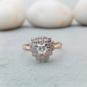Anillo de Compromiso y Boda con Forma de Corazón para Mujer, Marca D'VINS JEWELS, Corte Brillante, Color D, Chapado en Oro Rosa Blanco - Product Image 1
