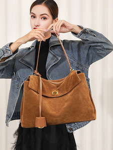 <b>Womens</b> Genuine Leather Tote <b>Bag</b> Zipper Closure Adjustable Shoulder Strap Soft Handles 56-75L Capacity <b>Gym</b> Use Everyday Handbag - Product Image 5