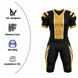 Ensemble d'uniformes de football américain personnalisés, col en V, manches courtes, tissu respirant, pantalon ajusté, jersey sublimé en polyester pour adultes - Product Image 2