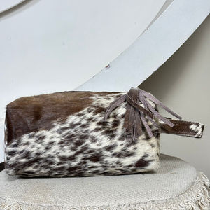 New Designer Cowhide Fur Leather Toiletry Organizer Shaving Kit Man Women Hair on Hide Fur Travel Cosmetic Bags <b>Makeup</b> Bags - Product Image 4